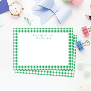Cartão De Agradecimento Verificação de Gingham Verde da Mesa