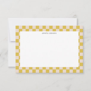 Cartão De Agradecimento Verificador de Xadrez Amarelo e Branco Geométrico