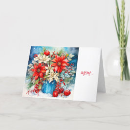 CARTÃO DE AGRADECIMENTO VERMELHA DE POINSETTIA - PLACA DE NATAL DA MÃE