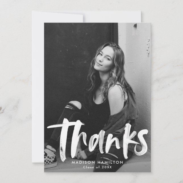 Cartão De Agradecimento Vermelho | Abstrato Graduação de Fotografias Obrig (Frente)