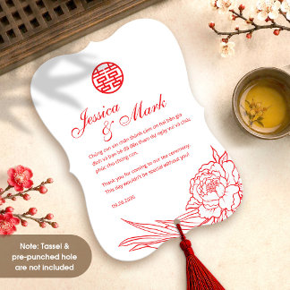 Cartão de agradecimento vermelho de casamento viet