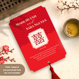 Cartão de Agradecimento Vermelho de Casamento Viet