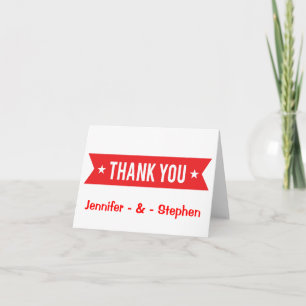 Cartão De Agradecimento Vermelho e Branco Obrigado Personalizado