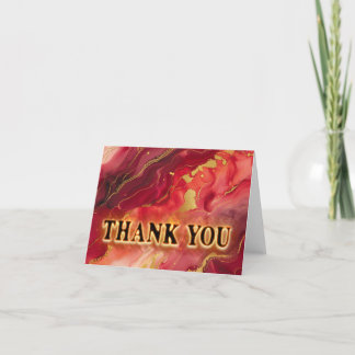 Cartão De Agradecimento Vermelho e Dourado quente