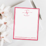 Cartão De Agradecimento Vermelho Quente Personalizado Da Placa De Nota<br><div class="desc">Nome vermelho moderno, elegante | Da Mesa Dos Cartões De Nota. Apresenta um quadro duplo simples em cor vermelha quente. Você pode personalizar com seu nome, endereço de e-mail, número de telefone e trava suavemente o monograma escrito manualmente em cor vermelha em fundo branco. Se você não precisar personalizar, poderá...</div>