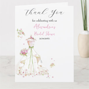 Cartão De Agradecimento Vestido de Chá de Noiva Personalizado Obrigado