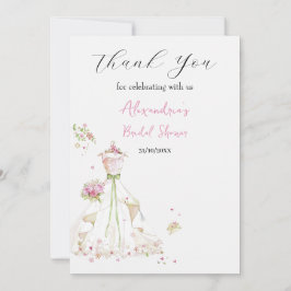 Cartão De Agradecimento Vestido de Chá de Noiva Personalizado Obrigado