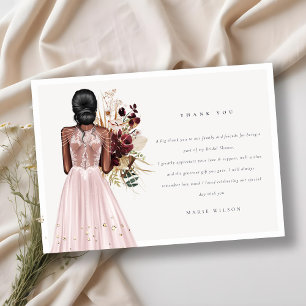 Cartão De Agradecimento Vestido de Noiva Elegante Boho Blush Festa de Noiv