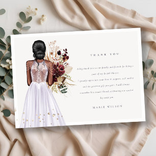 Cartão De Agradecimento Vestido de Noiva Lilás Boho Elegante Chá de Noiva