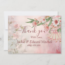 Cartão De Agradecimento Vestido de Noiva Rosa Vintage Obrigado