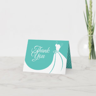 Cartão De Agradecimento Vestido Elegante Moderno Obrigado Chá de Noiva