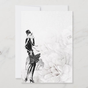 Cartão De Agradecimento Vestido Flapper Preto e Branco dos Anos 20 