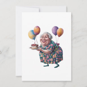 Cartão De Agradecimento Vestido Floral Avó Engraçada Arte de Aniversário