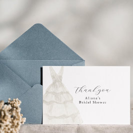 Cartão De Agradecimento Vestido simples branco elegante aquarela Obrigado