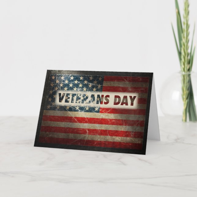 Cartão De Agradecimento Veterans Day American Grunge Flag (Frente)