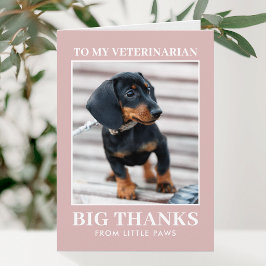 Cartão De Agradecimento Veterinário Obrigado Foto de Cachorro em Rosa Poei