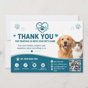 Cartão de Agradecimento Veterinário Personalizado 