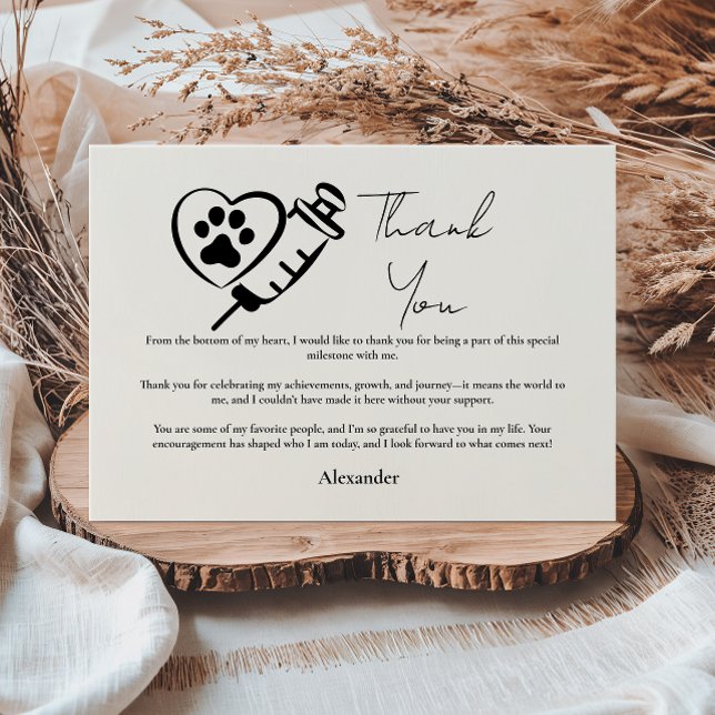 Cartão De Agradecimento Veterinary Medicine Paw Graduation Party (Criador carregado)