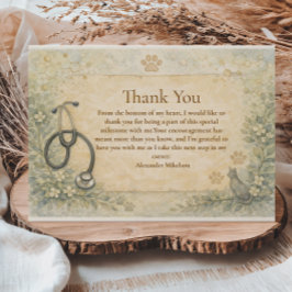 Cartão De Agradecimento Veterinary White Coat Graduation Party