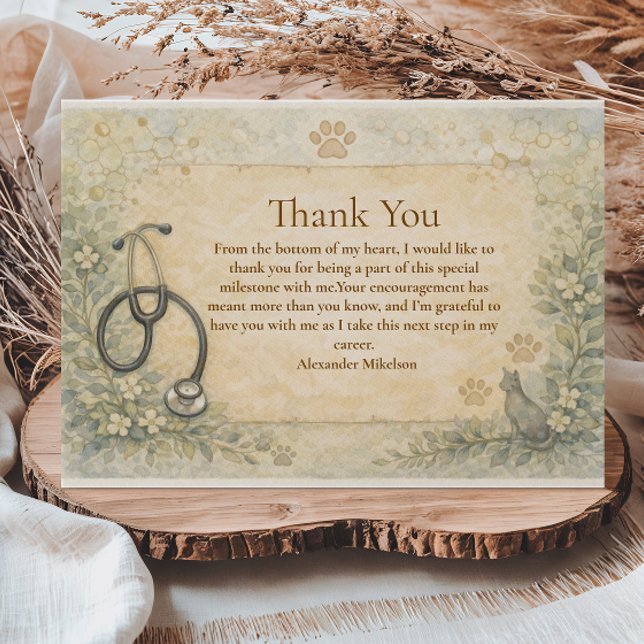 Cartão De Agradecimento Veterinary White Coat Graduation Party (Criador carregado)