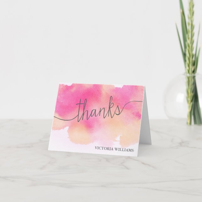 Cartão De Agradecimento Vibrant Dreams Thank You Note Card / Pink Peach (Frente)