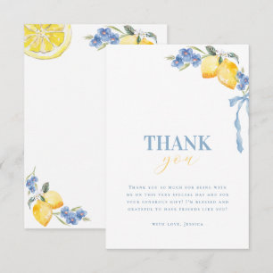 Cartão De Agradecimento Vibrante Arranjo Floral de Limão Azul Italiano par