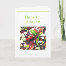 Cartão De Agradecimento Vibrante de folhagem tropical personalizada
