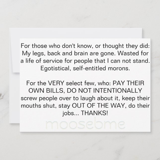 Cartão De Agradecimento Vida para o lixo (Frente)