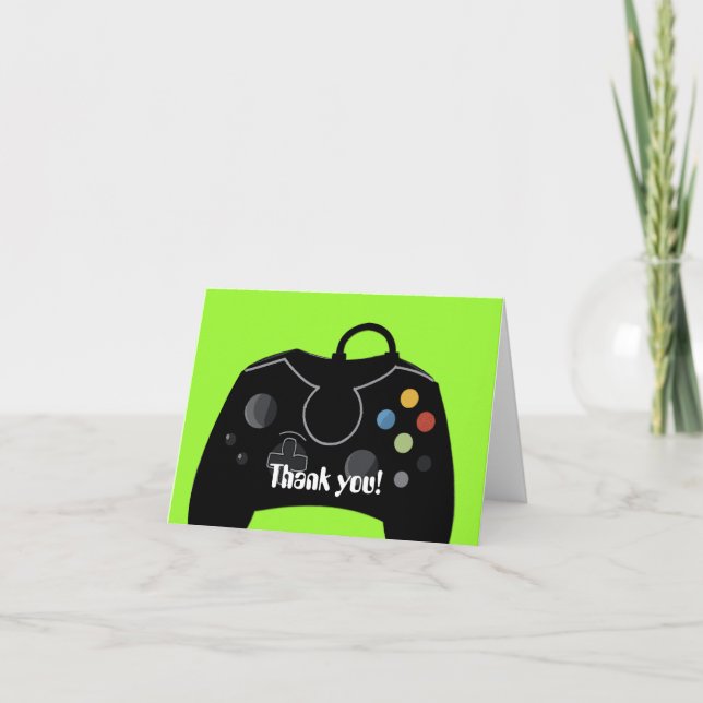 Cartão De Agradecimento Video Game Birthday Thank you Card (Neon Green) (Frente)