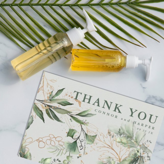 Cartão De Agradecimento Vidro do Mar Verde Elegante Eucalyptus Elegante (Criador carregado)