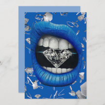 Vidro estilhado azul e diamantes até obrigado y