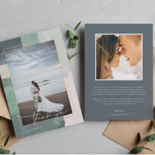 Cartão De Agradecimento Vidro Oceano à Beira-Mar Obrigado Foto Casamento