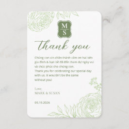 Cartão De Agradecimento Vietnamese Wedding Ranunculus Green Thank You Card
