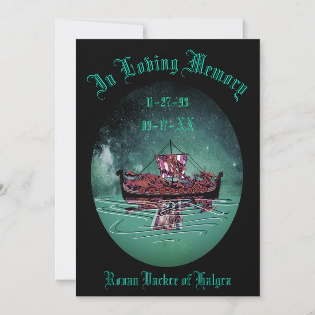 Cartão De Agradecimento Viking Funeral Memorial  (Frente)