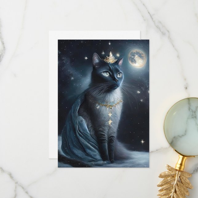 Cartão De Agradecimento Vinatge Royal Cat (Frente/Verso In Situ)