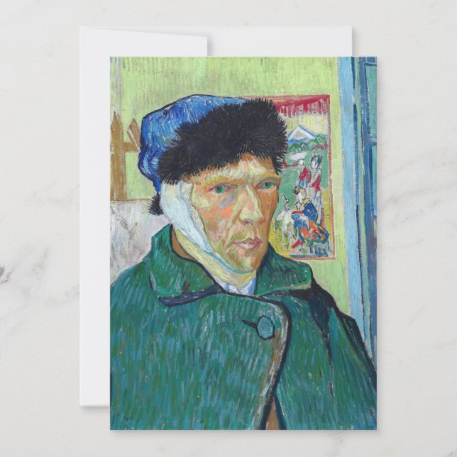 Cartão De Agradecimento Vincent van Gogh - Autorretrato com ouvido colado (Frente)