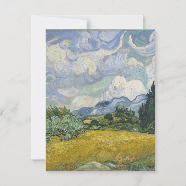 Cartão De Agradecimento Vincent van Gogh - Campo de Trigo com Cipras (Frente)