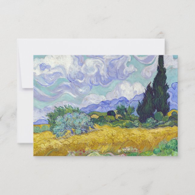 Cartão De Agradecimento Vincent Van Gogh - Campo de Trigo com Cipras (Frente)