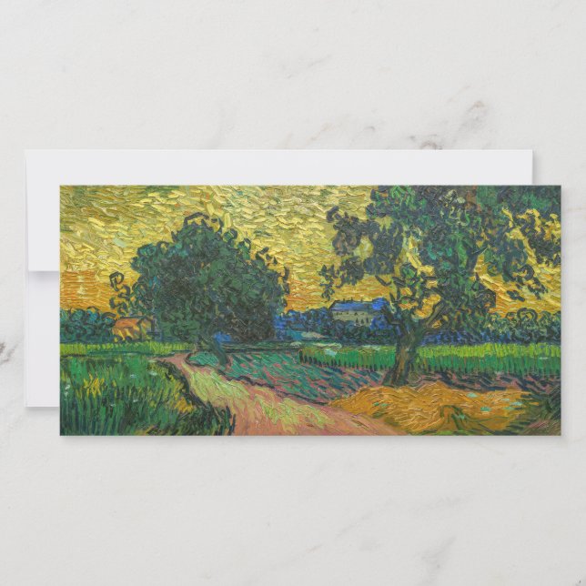 Cartão De Agradecimento Vincent van Gogh - Paisagem em Twilight (Frente)