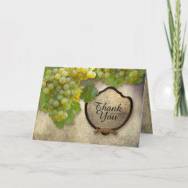 Cartão De Agradecimento Vinha Chardonnay Uvas Verdes Videiras Elegantes