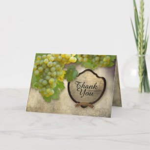 Cartão De Agradecimento Vinha Chardonnay Uvas Verdes Videiras Elegantes