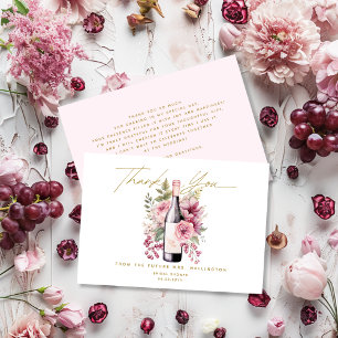 Cartão De Agradecimento Vinho antes dos Votos Bridal Shower Elegante em Aq
