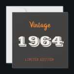 Cartão De Agradecimento Vintage 1964 edição limitada 60th Birthday Gift<br><div class="desc">Vintage 1964 year limited edition 60th Birthday Gift</div>
