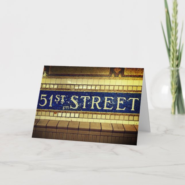 Cartão De Agradecimento Vintage 51rua Street, Manhattan, NYC (Frente)