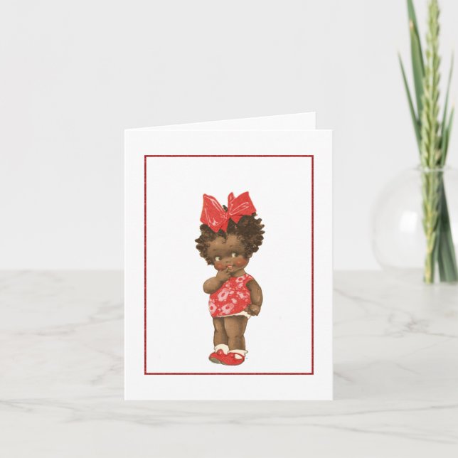Cartão De Agradecimento Vintage African Child Note Card (Frente)