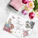 Cartão De Agradecimento Vintage Alice No Conto De Maravilha Obrigado<br><div class="desc">Mande um belo cartões de agradecimentos com nossa adorável vintage Alice no País das Maravilhas, obrigado cartas. Perfeito para uma Alice no casamento temático da Maravilha, chá de fraldas, festa de chá de panela, ou apenas um doce cartões de agradecimentos para mostrar sua apreciação. Design apresenta uma mistura de nossos...</div>
