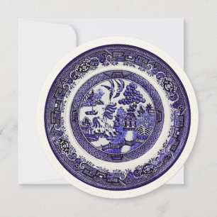 Cartão De Agradecimento Vintage Antique Blue Willow Pattern cerca de 1790