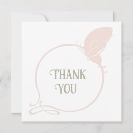 Cartão De Agradecimento Vintage Art Nouveau Blush Borboleta Rosa Casamento