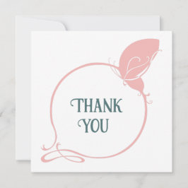 Cartão De Agradecimento Vintage Art Nouveau Dusty Borboleta Rosa Casamento