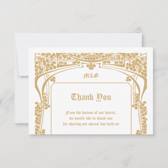 Cartão De Agradecimento Vintage Art Nouveau Style Wedding (Frente)